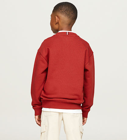 Tommy Hilfiger Peysa - Varsity Útsaumur - Dark Magma