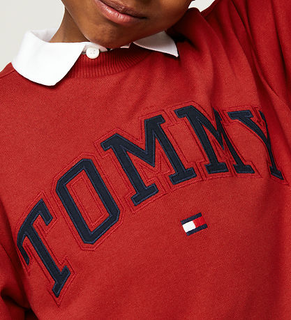 Tommy Hilfiger Peysa - Varsity Útsaumur - Dark Magma
