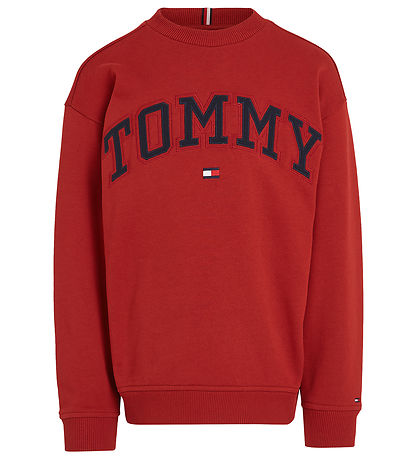 Tommy Hilfiger Peysa - Varsity Útsaumur - Dark Magma