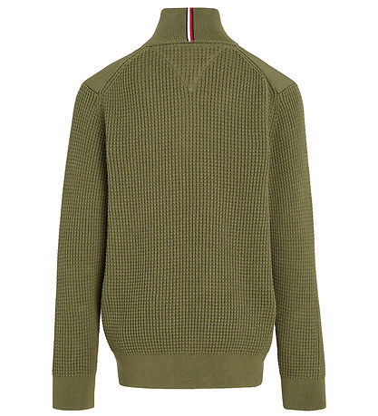 Tommy Hilfiger Tröja - Stickad - Utility Half Zip - Utility Oliv