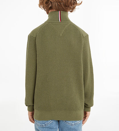 Tommy Hilfiger Tröja - Stickad - Utility Half Zip - Utility Oliv