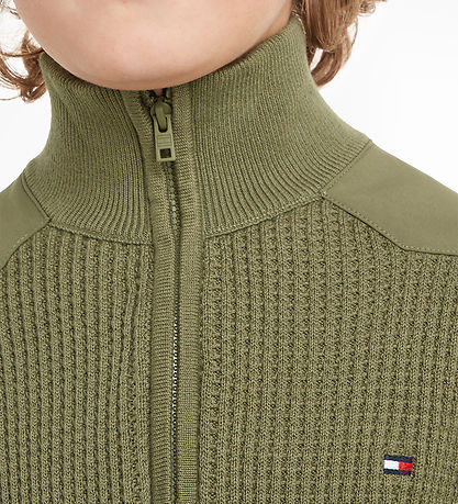 Tommy Hilfiger Tröja - Stickad - Utility Half Zip - Utility Oliv