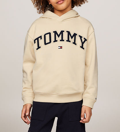 Tommy Hilfiger Hettupeysa - Varsity Útsaumur - Country Ivory