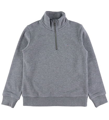 GANT Sweatshirt - Shield Halve ritssluiting - Houtskoolmelange