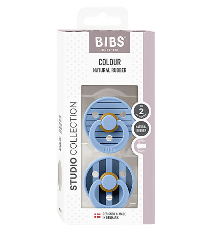 BIBS Colour Pacifiers - 2-Pack - Size 2 - Round - Sky Blue/Steel