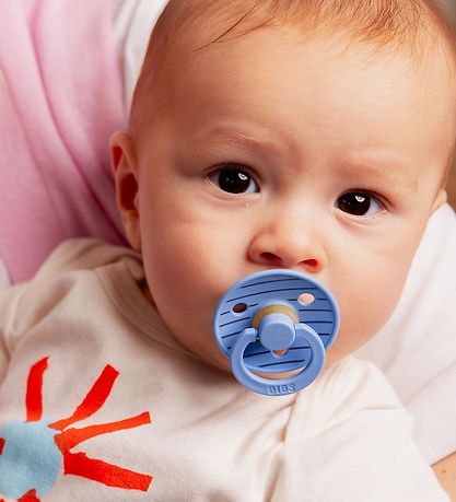 BIBS Colour Pacifiers - 2-Pack - Size 2 - Round - Sky Blue/Steel