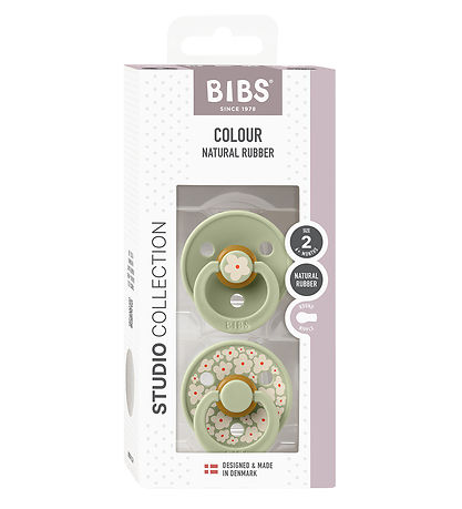 BIBS Colout Pacifiers - 2-Pack - Size 2 - Round - Jasmine - Sage