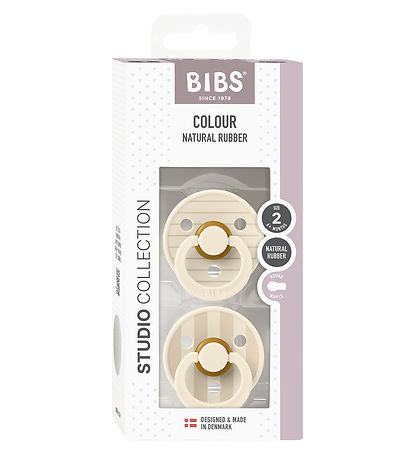 BIBS Colour Pacifiers - 2-Pack - Size 2 - Round - Ivory/Vanilla