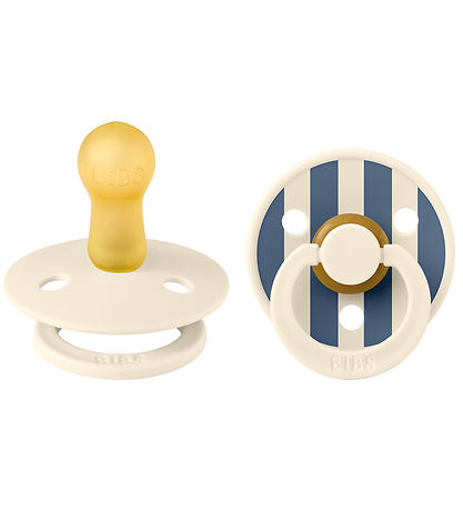 BIBS Colour Pacifiers - 2-Pack - Size 2 - Round - Ivory/Steel Bl