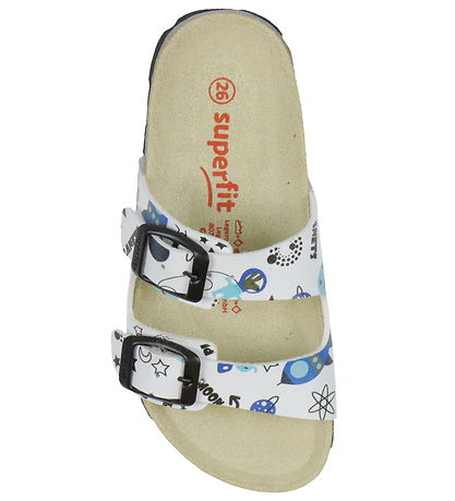 Superfit Sandalar - Fussbett inniskór - Hvítur/Blár M. Geimþema