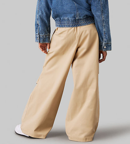 Calvin Klein Buxur - Fallhlíf - Pale Khaki