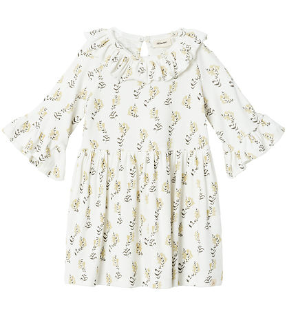 Lil' Atelier Kjóll - Rib - NmfGavo - Kókosmjólk/Yellow Flower