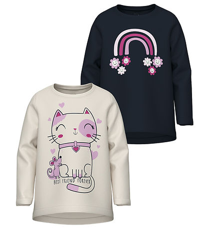 Name It Bluse - 2er-Pack - NmfViolet - Jet Stream/Dark Sapphire