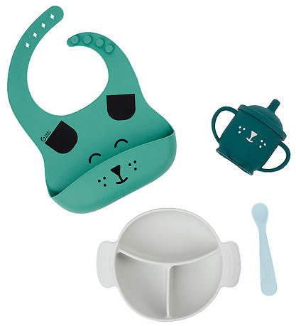 Babymoov Geschirr-Set - 4 Teile - Learn'isy - Grün m. Print