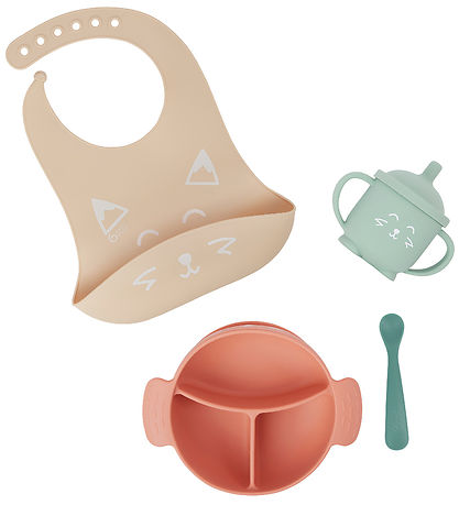 Babymoov Dinner Set - 4 Parts - Learn'isy - Rose w. Print