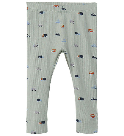 Name It Leggings - Rib - NbmDabu - Wrought Iron w. Vehicles