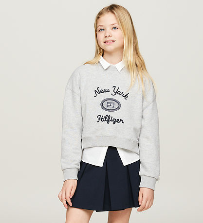 Tommy Hilfiger Blússa - NÝTT útsaumað - Light Grey Heather
