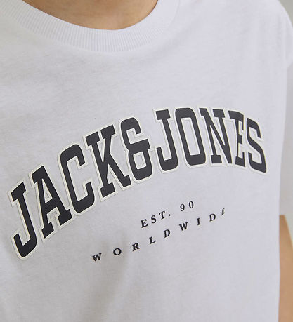 Jack & Jones Stuttermabolur - JjeCaleb - White