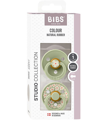 BIBS Colout Pacifiers - 2-Pack - Size 1 - Round - Jasmin - Sage 