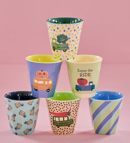 Rice Cups - Melamine - 6 pcs - 160 mL - Multi/Happy Cars Print