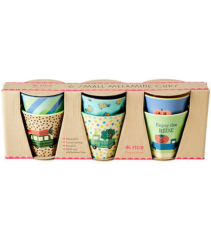 Rice Cups - Melamine - 6 pcs - 160 mL - Multi/Happy Cars Print