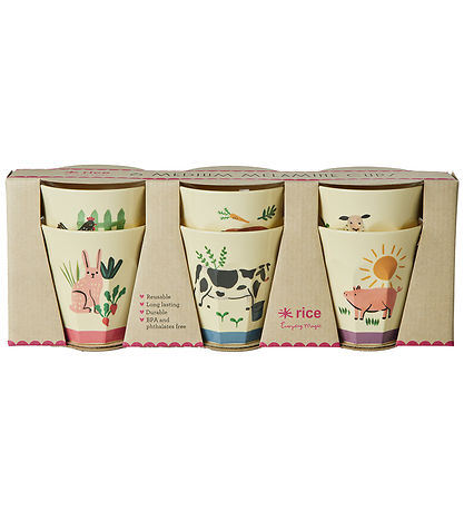 Rice Cups - Melamine - 6 pcs - 250 mL - Multi/Farm Print