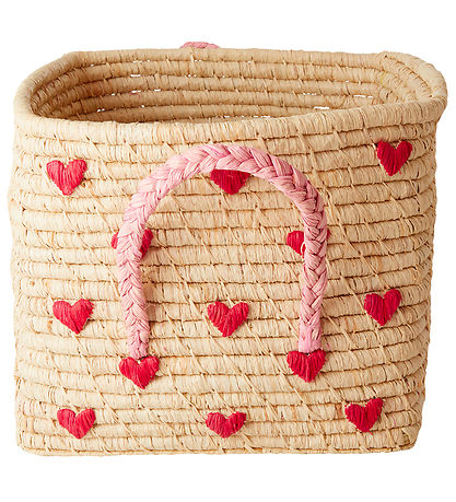 Rice Geymslukarfa - Raffia - 30x30x25 cm - Náttúrulegt M. Hjörtu