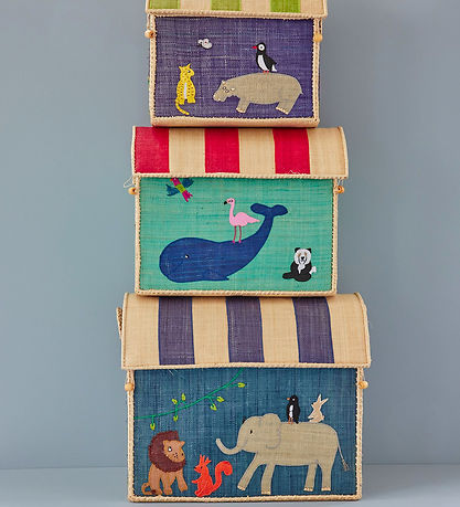 Rice Storage Baskets - Raffia - 3 pcs - 52/45/37 cm - Jungle