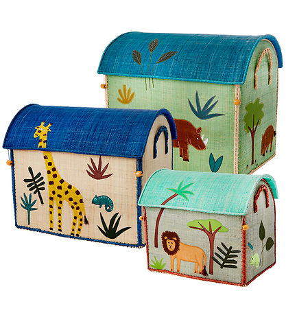 Rice Storage Baskets - Raffia - 3 pcs - 52/45/37 cm - Jungle