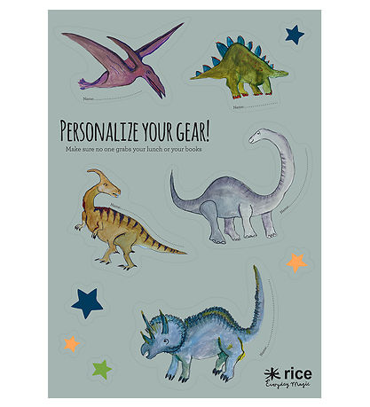 Rice Stickers To Lunchbox - 10 pcs - Dusty Green/New Dino