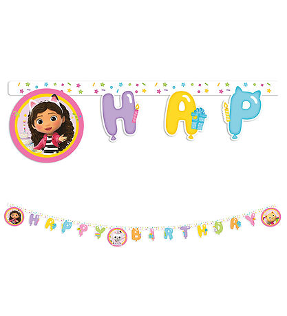 Decorata Party Happy Afmæli Banner - Gabby's Dollhouse