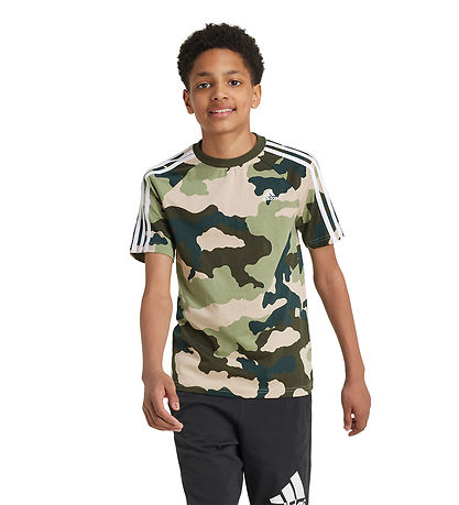 adidas Performance T shirt J BL Camo T Green Brown KW PT