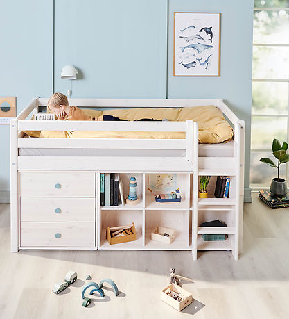 Flexa Half-height Bed w. Straight Ladder - Classic+ - 210x110x12