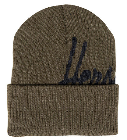 Herschel Beanie - Elmer Script Ribbed - Ivy Green/Black