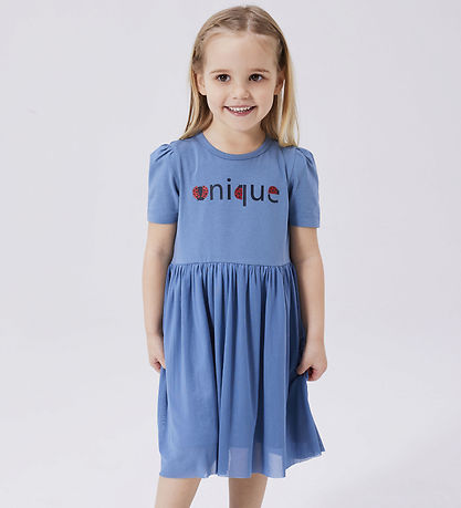 Name It Kleid k/æ - NmfFilera - Coronet Blue m. Glitter