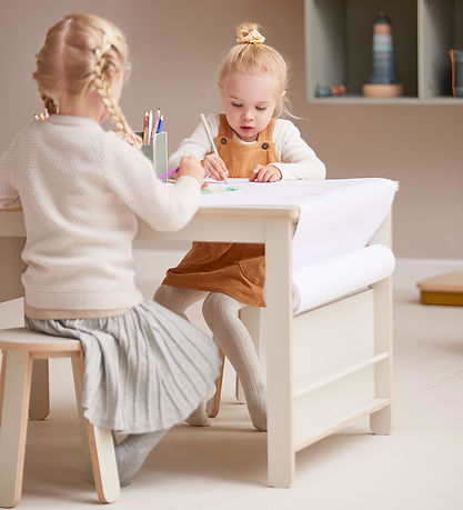 Flexa Stool For Drawing Table - Play - 31x32 cm - Warm Grey/Birc