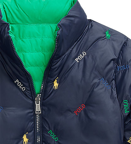 Polo Ralph Lauren Puffer Jacket - Reversible - Green/Navy w. Log
