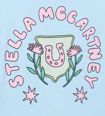 Stella McCartney Kids Stuttermabolur - Ljósblátt M. Bleikt