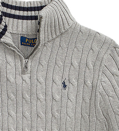 Polo Ralph Lauren Blouse w. Zipper - Knitted - Grey Melange