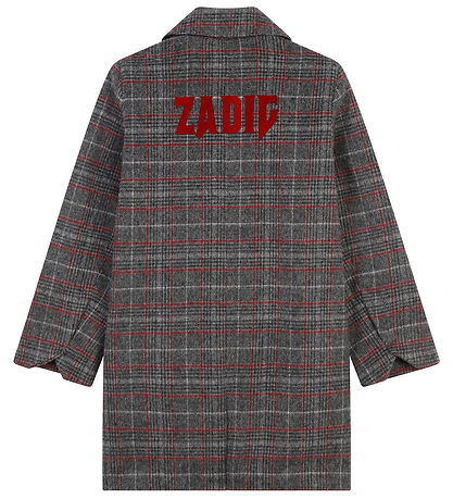 Zadig & Voltaire Mantel - Acryl/Wolle - Grau Kariert m. Rot