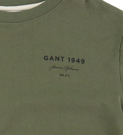 GANT T-shirt - Grafiskt skript - Juniper Green