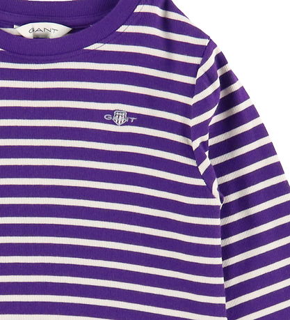 GANT Bluse - Kurz geschnitten - Rib - Pansy Purple/Weiß gestreif