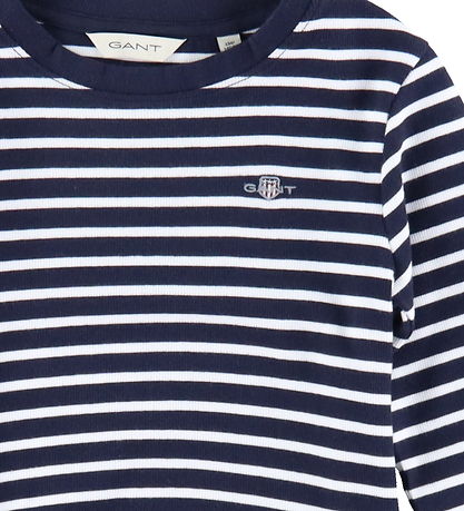 GANT Bluse - Kurz geschnitten - Rib - Evening Blue/Weiß gestreif