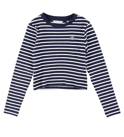 GANT Bluse - Kurz geschnitten - Rib - Evening Blue/Weiß gestreif