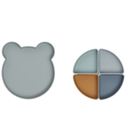 Liewood Plate - Arne - Silicone - 4 Room - Mr Bear/Blue Fog M