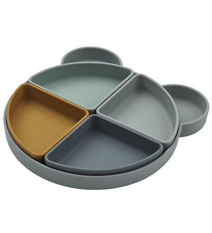 Liewood Plate - Arne - Silicone - 4 Room - Mr Bear/Blue Fog M