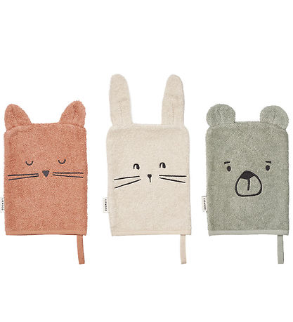 Liewood Tvättlappar - Sylvester - 3-pack - Dove Blue Mix