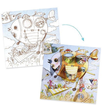 Djeco Coloring Sheet w. Small Doors - Malo's Trip