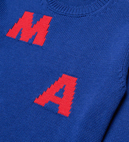 Marni Bluse - Baumwolle/Wolle - True Blue m. Rot