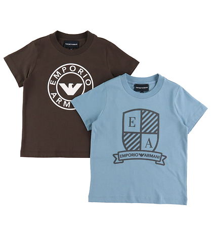 Emporio Armani T-Shirt - 2er-Pack - Blau/Braun m. Print